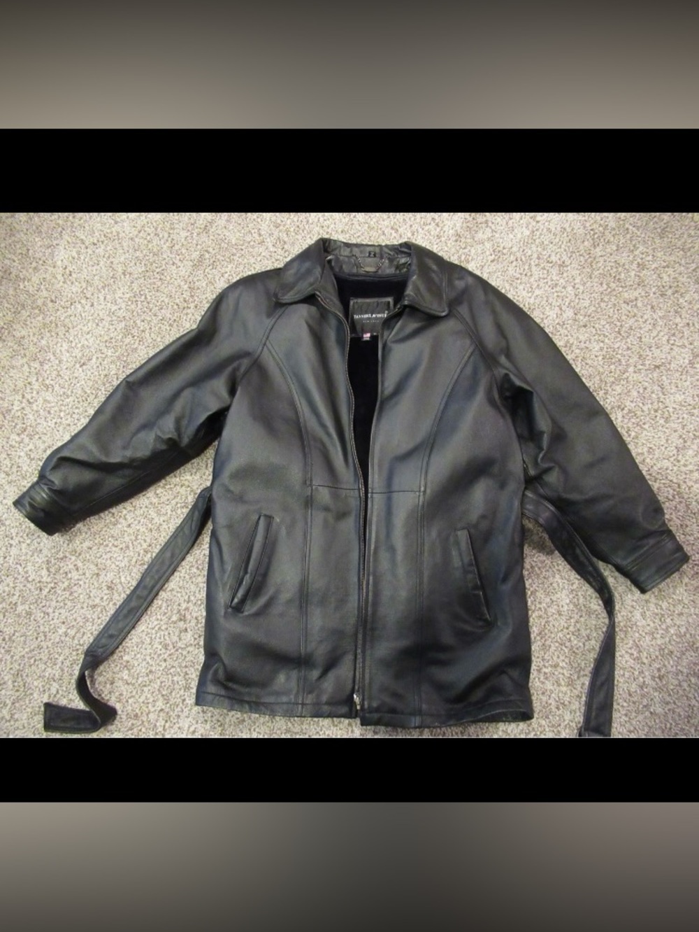 Vintage Tanners Ave Leather Trench Coat Women's Medium, Black Zip Up